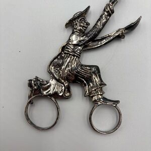 Pair Of German 800 Silver Sugar Tongs Man Riding A Bike Clapping Hands
